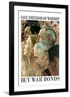 Norman Rockwell Save Freedom of Worship WWII War Propaganda-Norman Rockwell-Framed Art Print