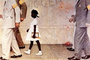 The Problem We All Live With (or Walking to School--Schoolgirl with U.S. Marshals) by Norman Rockwell
