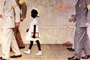 The Problem We All Live With (or Walking to School--Schoolgirl with U.S. Marshals) by Norman Rockwell