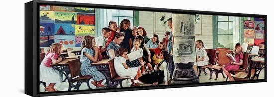 Norman Rockwell Visits a Country School-Norman Rockwell-Framed Stretched Canvas