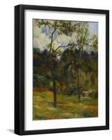 Normandy Landscape: Cow in a Meadow, 1884-Paul Gauguin-Framed Giclee Print