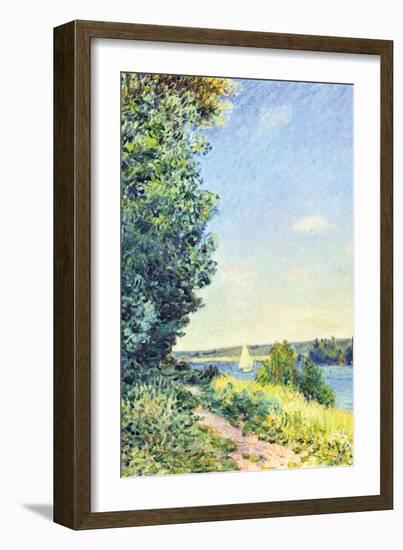 Normandy, Path on the Water, in the Evening at Sahurs-Alfred Sisley-Framed Art Print