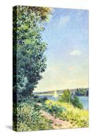 Normandy, Path on the Water, in the Evening at Sahurs-Alfred Sisley-Stretched Canvas