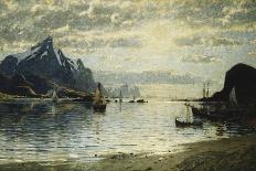 A Steamer in the Sognefjord-Normann Adelsteen-Framed Stretched Canvas