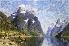 A Fjord Scene with Sailing Vessels-Normann Adelsteen-Framed Giclee Print