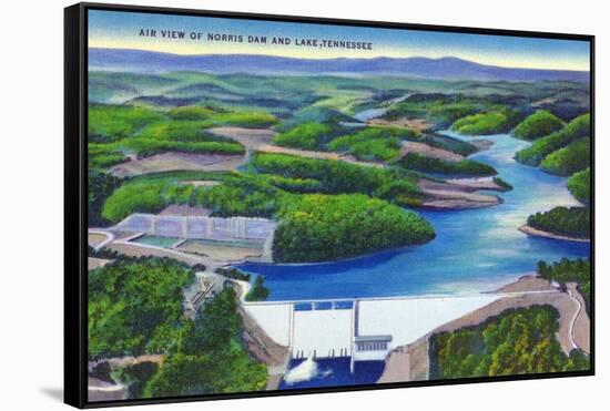 Norris, Tennessee - Aerial View of Norris Dam and Norris Lake-Lantern Press-Framed Stretched Canvas