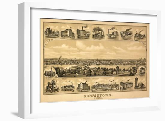 Norristown, Pennsylvania - Panoramic Map-Lantern Press-Framed Art Print