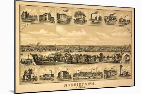 Norristown, Pennsylvania - Panoramic Map-Lantern Press-Mounted Art Print