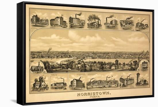 Norristown, Pennsylvania - Panoramic Map-Lantern Press-Framed Stretched Canvas