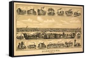 Norristown, Pennsylvania - Panoramic Map-Lantern Press-Framed Stretched Canvas