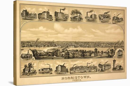 Norristown, Pennsylvania - Panoramic Map-Lantern Press-Stretched Canvas