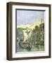 Norse Boats Besieging Paris, Illustration from a Cover of a School Exercise Book, Late 19th Century-G. Dascher-Framed Giclee Print