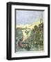 Norse Boats Besieging Paris, Illustration from a Cover of a School Exercise Book, Late 19th Century-G. Dascher-Framed Giclee Print