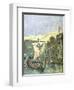 Norse Boats Besieging Paris, Illustration from a Cover of a School Exercise Book, Late 19th Century-G. Dascher-Framed Giclee Print