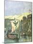 Norse Boats Besieging Paris, Illustration from a Cover of a School Exercise Book, Late 19th Century-G. Dascher-Mounted Giclee Print