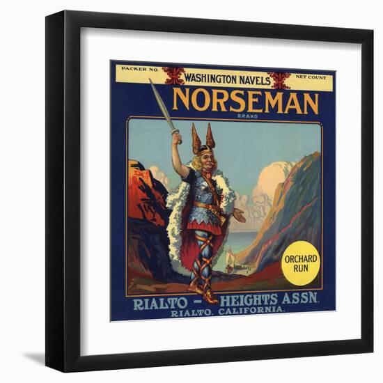 Norseman Brand - Rialto, California - Citrus Crate Label-Lantern Press-Framed Art Print