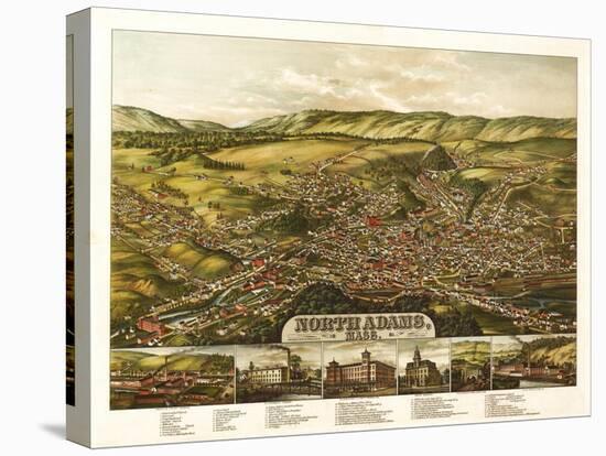 North Adams, Massachusetts - Panoramic Map-Lantern Press-Stretched Canvas