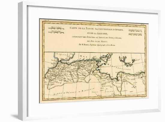 North Africa, Including the Kingdoms of Tripoli, Tunis, Alger; Fez and Morocco, from 'Atlas De…-Charles Marie Rigobert Bonne-Framed Giclee Print