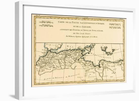 North Africa, Including the Kingdoms of Tripoli, Tunis, Alger; Fez and Morocco, from 'Atlas De…-Charles Marie Rigobert Bonne-Framed Giclee Print