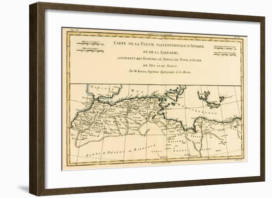 North Africa, Including the Kingdoms of Tripoli, Tunis, Alger; Fez and Morocco, from 'Atlas De…-Charles Marie Rigobert Bonne-Framed Giclee Print