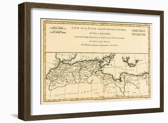 North Africa, Including the Kingdoms of Tripoli, Tunis, Alger; Fez and Morocco, from 'Atlas De…-Charles Marie Rigobert Bonne-Framed Giclee Print