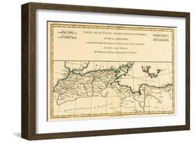 North Africa, Including the Kingdoms of Tripoli, Tunis, Alger; Fez and Morocco, from 'Atlas De…-Charles Marie Rigobert Bonne-Framed Giclee Print