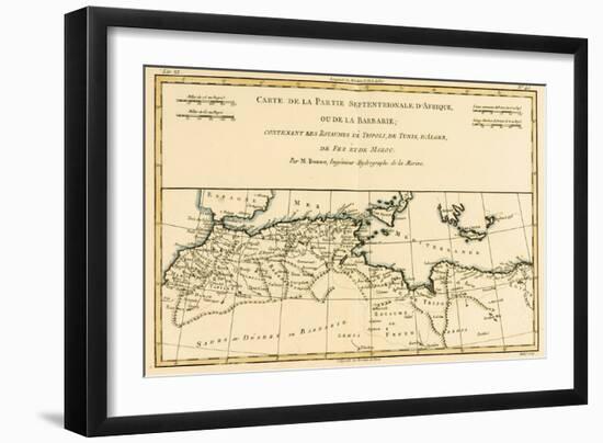 North Africa, Including the Kingdoms of Tripoli, Tunis, Alger; Fez and Morocco, from 'Atlas De…-Charles Marie Rigobert Bonne-Framed Giclee Print