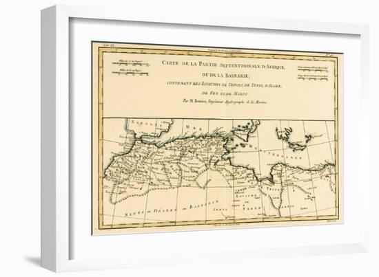 North Africa, Including the Kingdoms of Tripoli, Tunis, Alger; Fez and Morocco, from 'Atlas De…-Charles Marie Rigobert Bonne-Framed Giclee Print