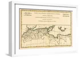 North Africa, Including the Kingdoms of Tripoli, Tunis, Alger; Fez and Morocco, from 'Atlas De…-Charles Marie Rigobert Bonne-Framed Giclee Print