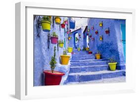 North Africa, Morocco, Traiditoional blue streets of Chefchaouen.-Emily Wilson-Framed Photographic Print