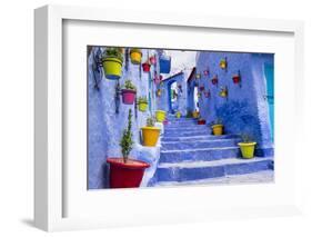 North Africa, Morocco, Traiditoional blue streets of Chefchaouen.-Emily Wilson-Framed Photographic Print