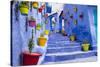 North Africa, Morocco, Traiditoional blue streets of Chefchaouen.-Emily Wilson-Stretched Canvas