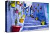 North Africa, Morocco, Traiditoional blue streets of Chefchaouen.-Emily Wilson-Stretched Canvas