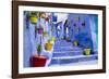 North Africa, Morocco, Traiditoional blue streets of Chefchaouen.-Emily Wilson-Framed Photographic Print