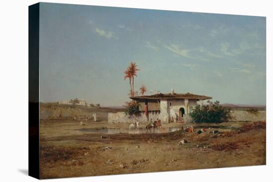 North African Landscape, 1857 (Oil on Canvas)-Charles Emile De Tournemine-Stretched Canvas