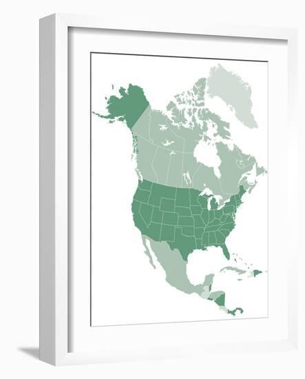 North America Vector Map-Refe-Framed Art Print