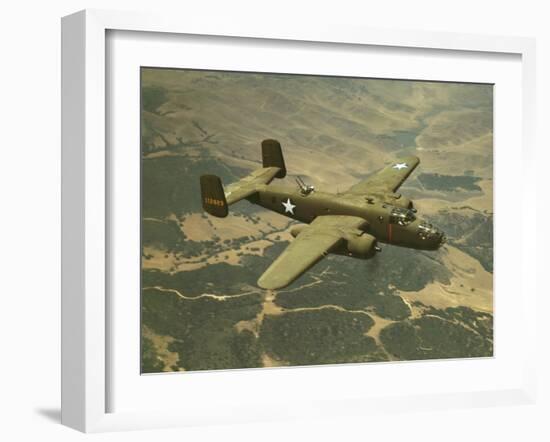 North American Aviation's B-25 Mitchell Bomber in Flight During World War 2-null-Framed Photo