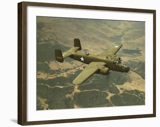 North American Aviation's B-25 Mitchell Bomber in Flight During World War 2-null-Framed Photo