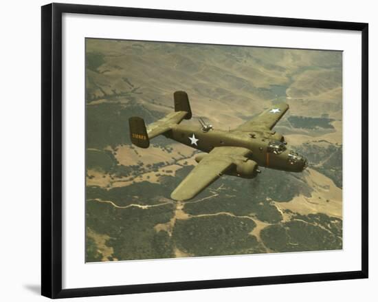 North American Aviation's B-25 Mitchell Bomber in Flight During World War 2-null-Framed Photo