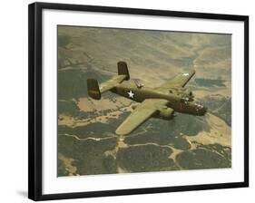 North American Aviation's B-25 Mitchell Bomber in Flight During World War 2-null-Framed Photo