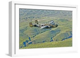 North American B-25G Mitchell Bomber in Flight Near Mesa, Arizona-null-Framed Photographic Print