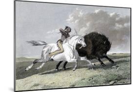 North American Indian Hunting Buffalo, 1861-null-Mounted Giclee Print