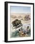 North American Indians Hunting Buffalo, C1870-null-Framed Giclee Print