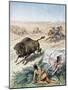 North American Indians Hunting Buffalo, C1870-null-Mounted Giclee Print