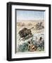 North American Indians Hunting Buffalo, C1870-null-Framed Giclee Print