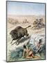 North American Indians Hunting Buffalo, C1870-null-Mounted Giclee Print