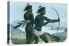 North American San Francisco Indians Hunting with Bows and Arrows, C1840-null-Stretched Canvas