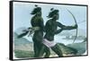 North American San Francisco Indians Hunting with Bows and Arrows, C1840-null-Framed Stretched Canvas