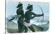 North American San Francisco Indians Hunting with Bows and Arrows, C1840-null-Stretched Canvas