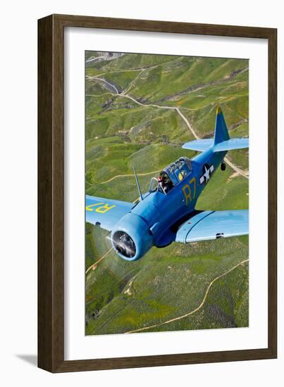 North American T-6 Texan in Flight over Chino, California-null-Framed Photographic Print
